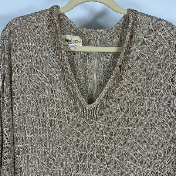 Damianou Long Sleeve Drop Waist Evening Crochet Deco Dress Size M - Picture 3 of 12